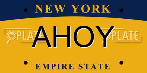 AHOY New York License Plate