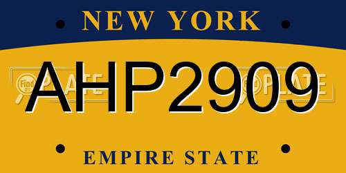 AHP2909 New York License Plate