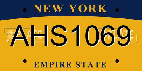 AHS1069 New York License Plate