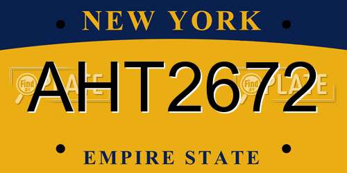 AHT2672 New York License Plate