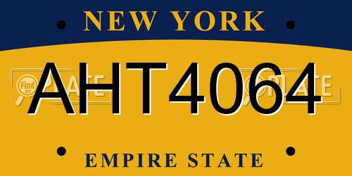AHT4064 New York License Plate
