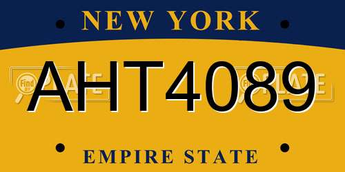 AHT4089 New York License Plate