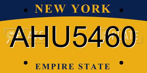 AHU5460 New York License Plate