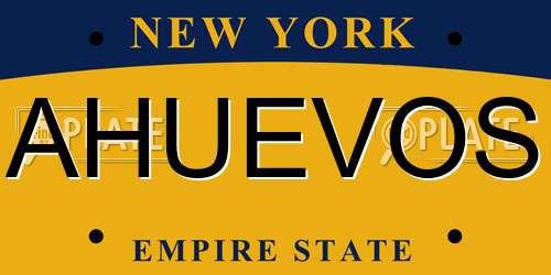 AHUEVOS New York License Plate