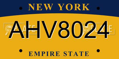 AHV8024 New York License Plate