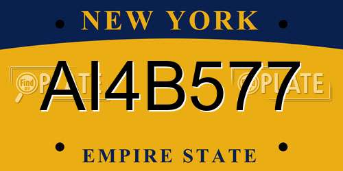 AI4B577 New York License Plate