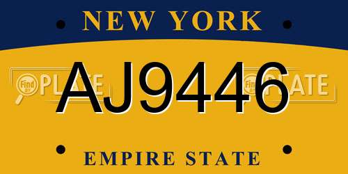 AJ9446 New York License Plate