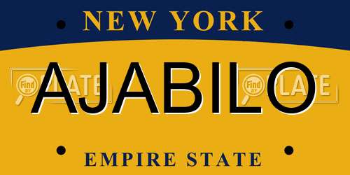 AJABILO New York License Plate