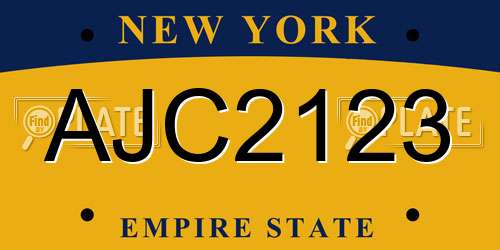 AJC2123 New York License Plate