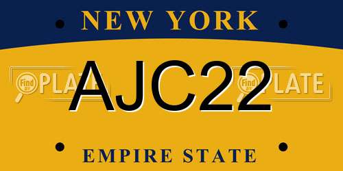 AJC22 New York License Plate