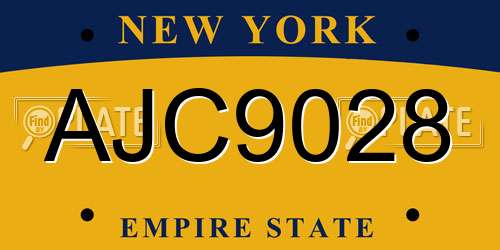 AJC9028 New York License Plate