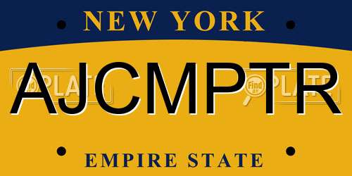 AJCMPTR New York License Plate