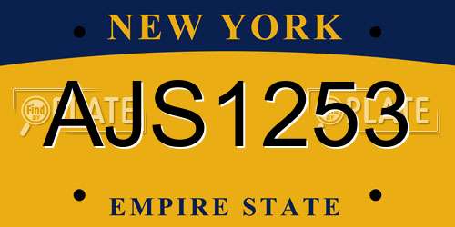 AJS1253 New York License Plate