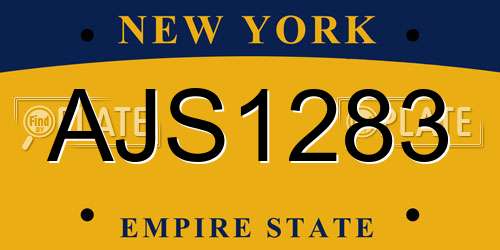 AJS1283 New York License Plate