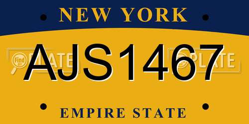 AJS1467 New York License Plate