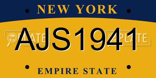 AJS1941 New York License Plate