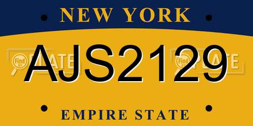 AJS2129 New York License Plate