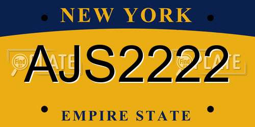 AJS2222 New York License Plate