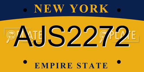 AJS2272 New York License Plate