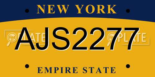 AJS2277 New York License Plate