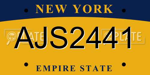 AJS2441 New York License Plate