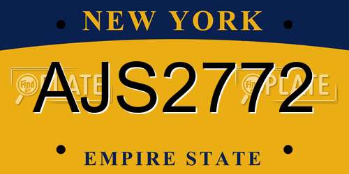AJS2772 New York License Plate
