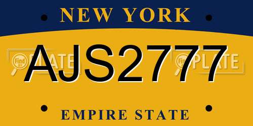 AJS2777 New York License Plate