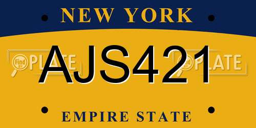 AJS421 New York License Plate