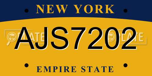 AJS7202 New York License Plate