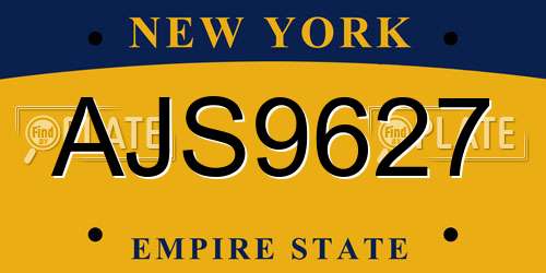AJS9627 New York License Plate