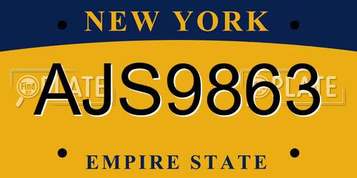 AJS9863 New York License Plate
