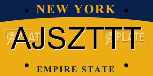 AJSZTTT New York License Plate