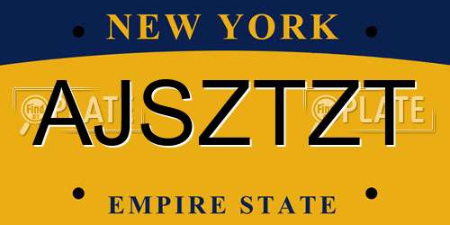 AJSZTZT New York License Plate