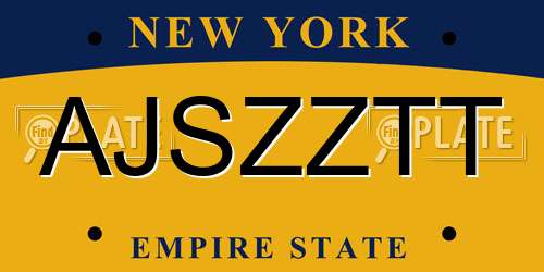 AJSZZTT New York License Plate