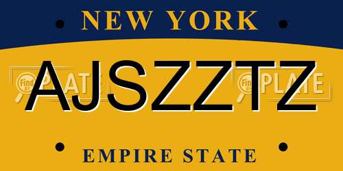 AJSZZTZ New York License Plate