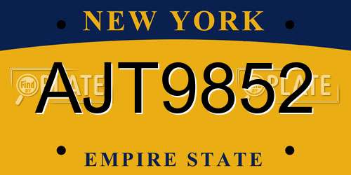 AJT9852 New York License Plate
