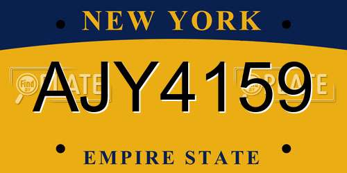 AJY4159 New York License Plate