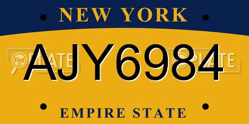 AJY6984 New York License Plate
