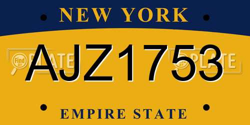 AJZ1753 New York License Plate