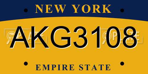 AKG3108 New York License Plate