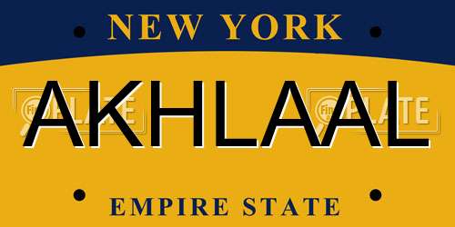 AKHLAAL New York License Plate