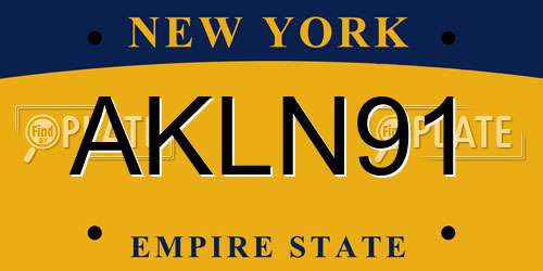 AKLN91 New York License Plate