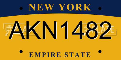 AKN1482 New York License Plate