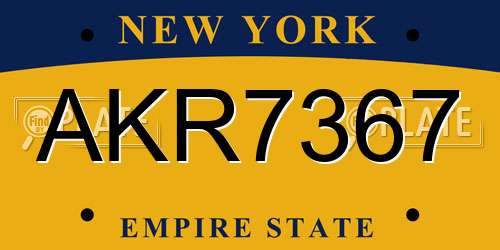 AKR7367 New York License Plate