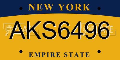 AKS6496 New York License Plate