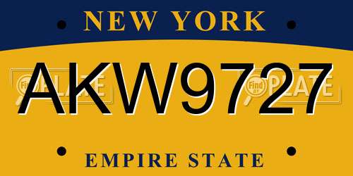 AKW9727 New York License Plate