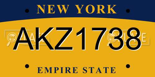 AKZ1738 New York License Plate