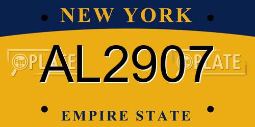 AL2907 New York License Plate