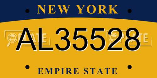 AL35528 New York License Plate