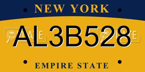 AL3B528 New York License Plate